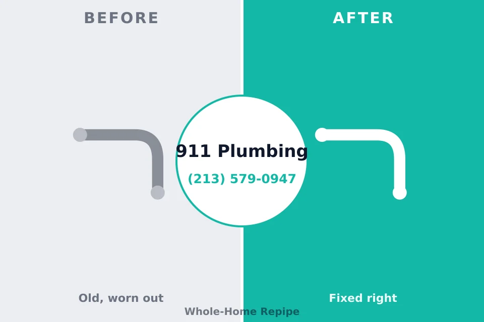 Before and after: plumbing repair Lookout Mountain, TN